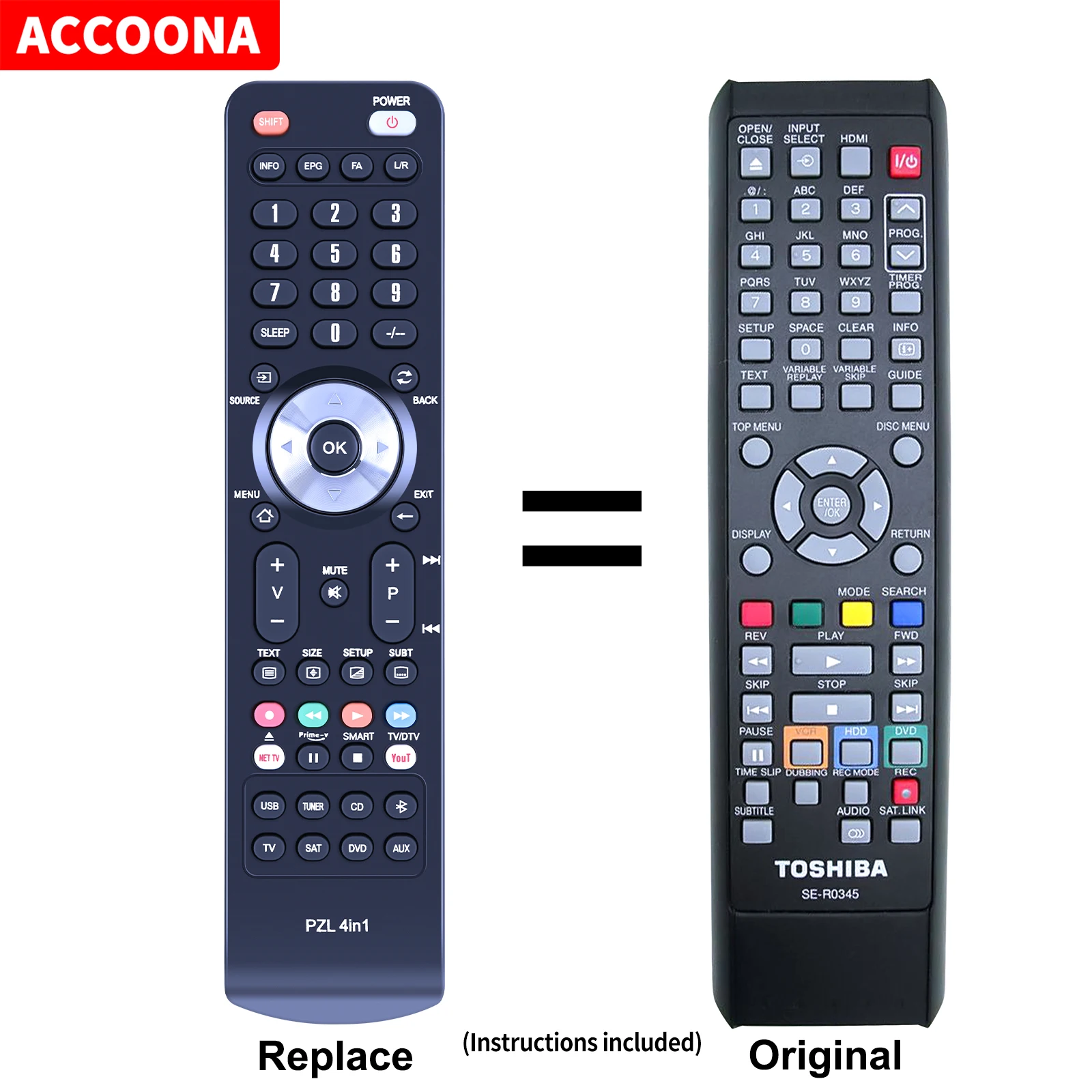 Telecomando Se-R0345 Per Lettore Videoregistratore Dvd Toshiba Hdd