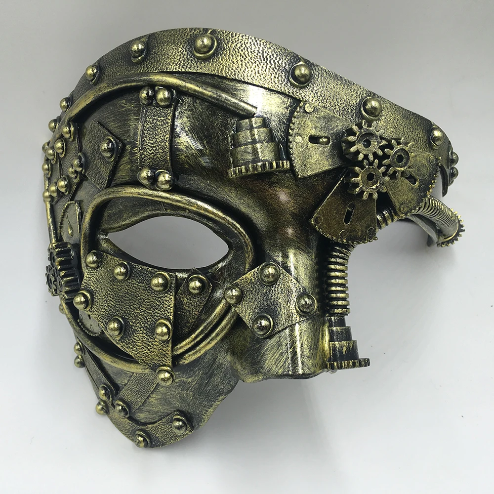 Steampunk Phantom Masquerade Cosplay Mask Ball Half Face Men Punk Costume Halloween Party Costume Puntelli