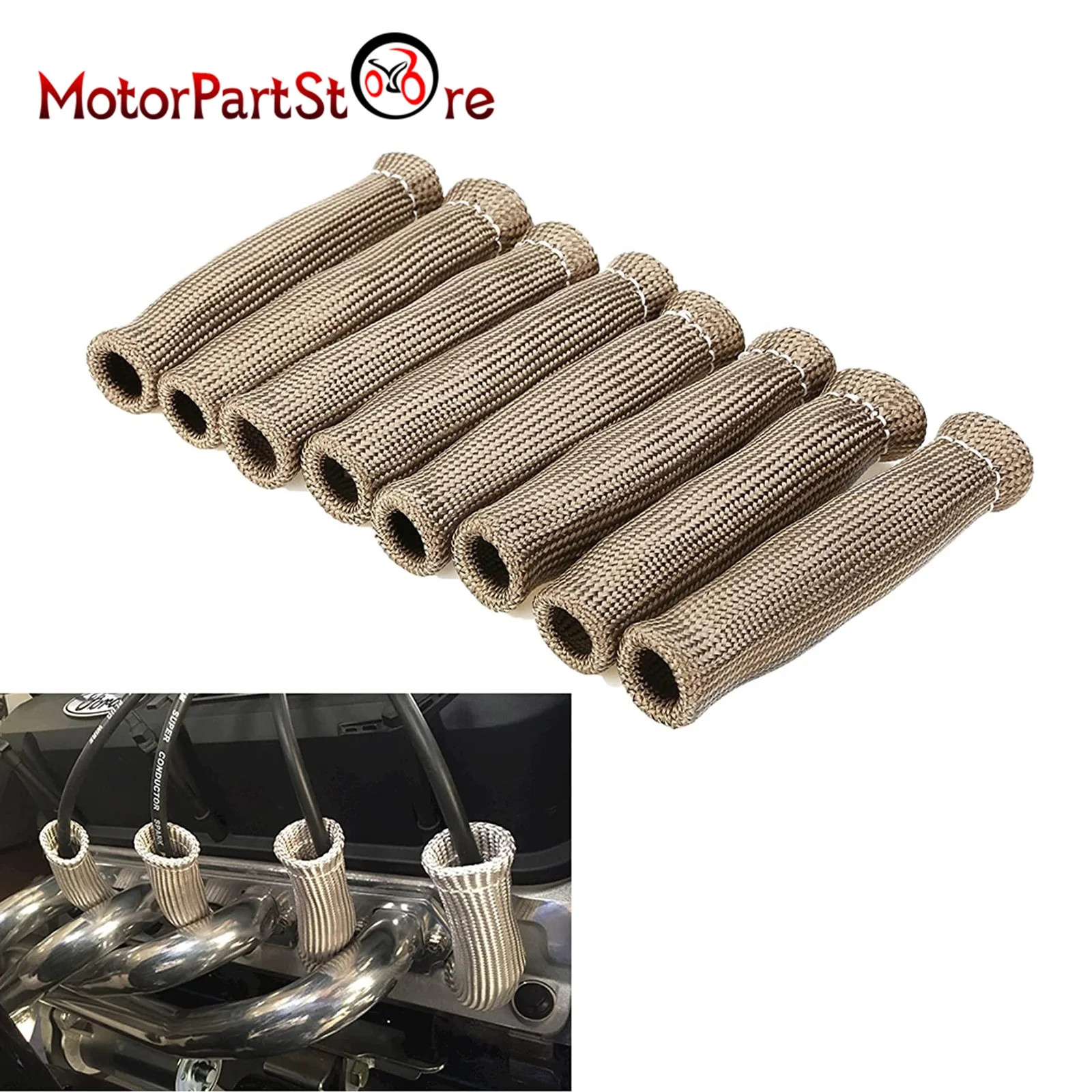 Candela Wire Boots Heat Shield Protector Sleeve 2500 Gradi Spark Plug Heat Cover Wrap Per Sbc Bbc Ls1 Ls2 350 454 (Titanio)