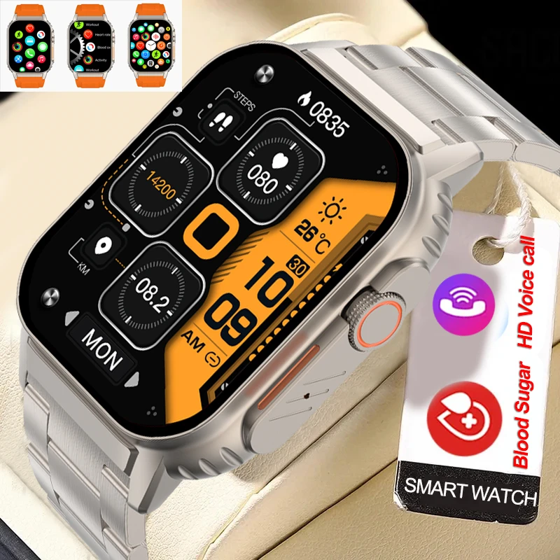 Bluetooth Call Blood Sugar Sports Smart Watch Men Schermo Da 1.85 Pollici Hrv Blood Pressure Blood Oxygen Health Smart Watches For Men