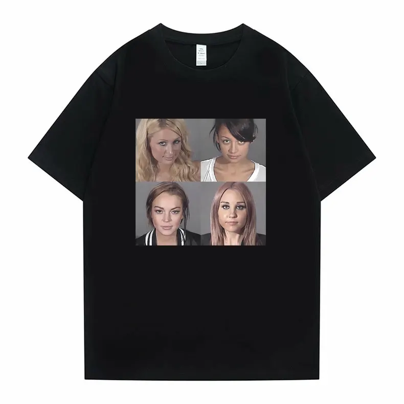 Britney Linsage Paris Nicole Iconic Mugshot Tshirt Uomo Donna Moda Casual Manica Corta T-Shirt Unisex Hip Hop Oversize Tees