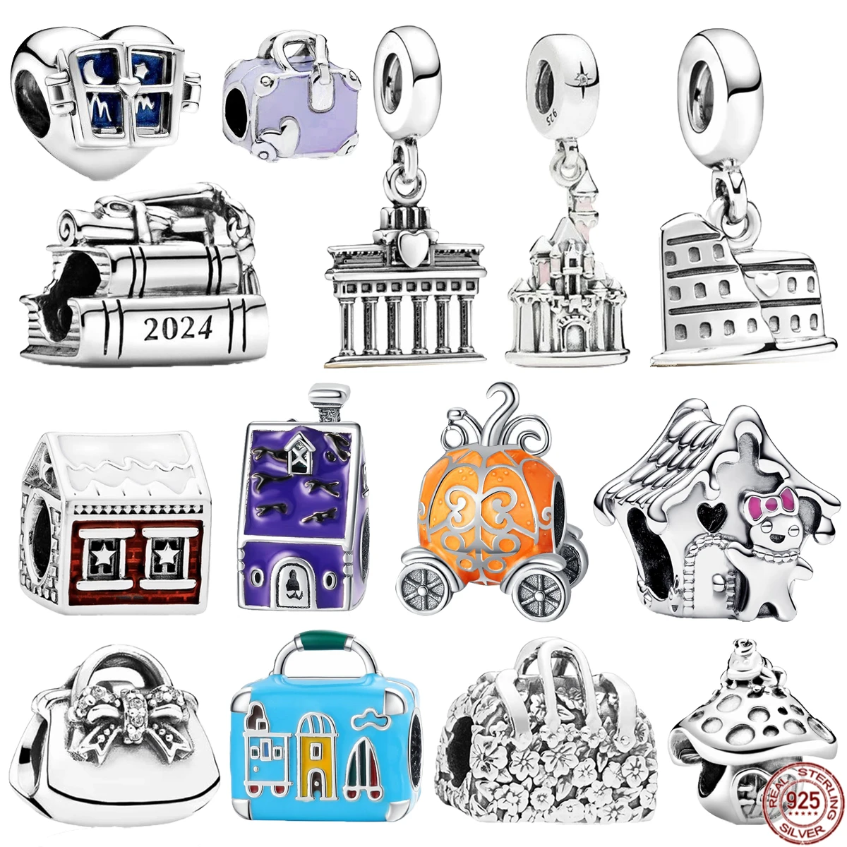 Nuovi Arrivi 925 Sterling Silver House Ciondola Mushroom House Charm Bag Bead Fit Original Pandora Bracciale Donna Gioielli Fai Da Te Regalo