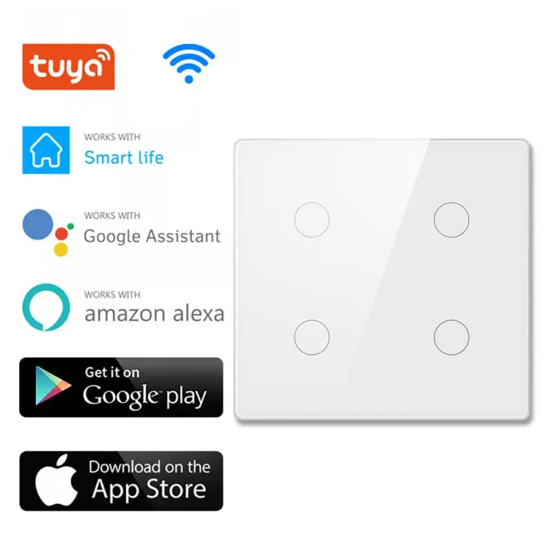 Brasile Tuya Wifi Smart Switch Ac 110-220V 4X4 Pannello Touch Screen 4/6 Gang Light Switch Controllo App Funziona Con Alexa Google Home
