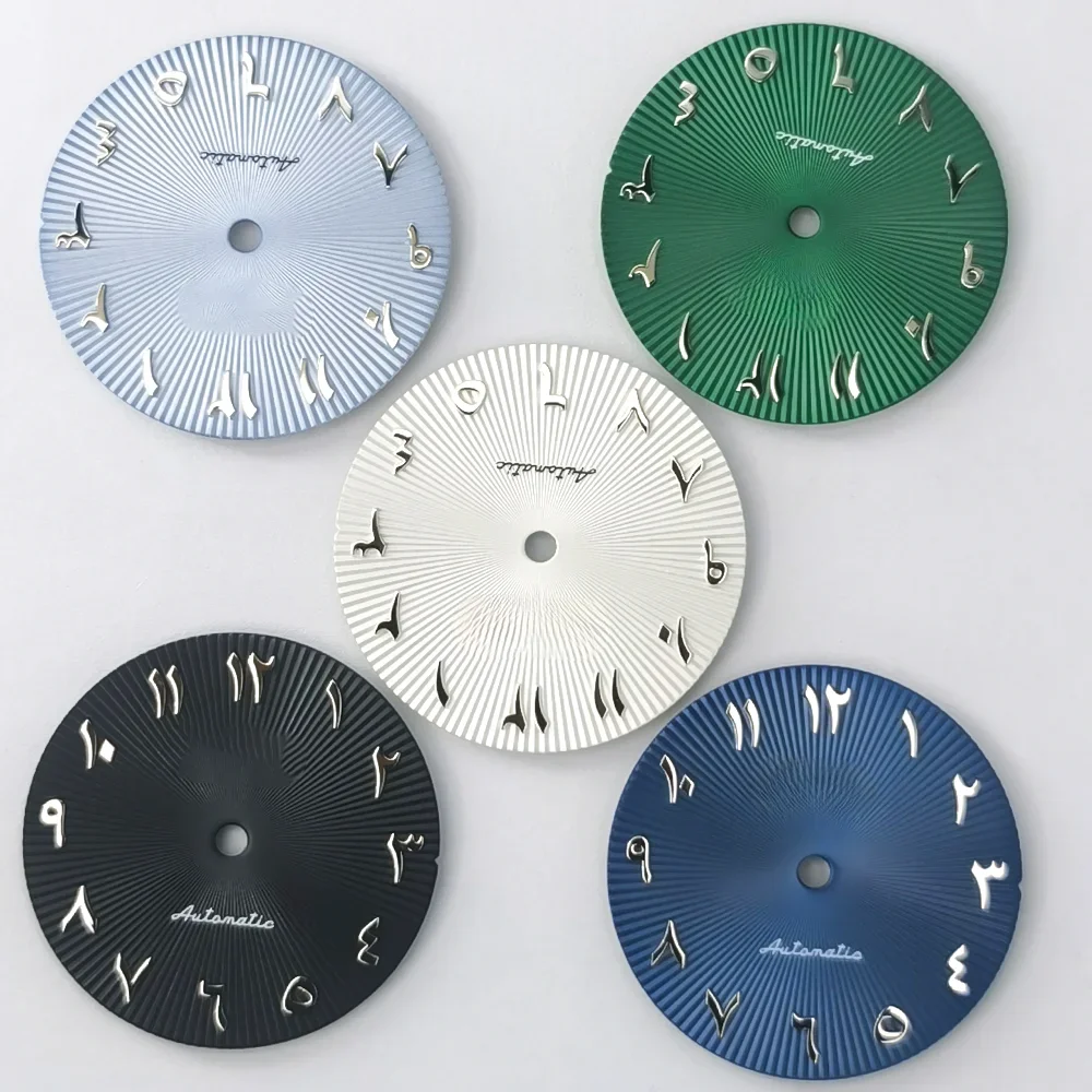 Quadrante Arabo Nh35 Nh36 No Luminous S Dial 28.5Mm Ice Blue White Green Dial Quadrante Ondulato Convesso