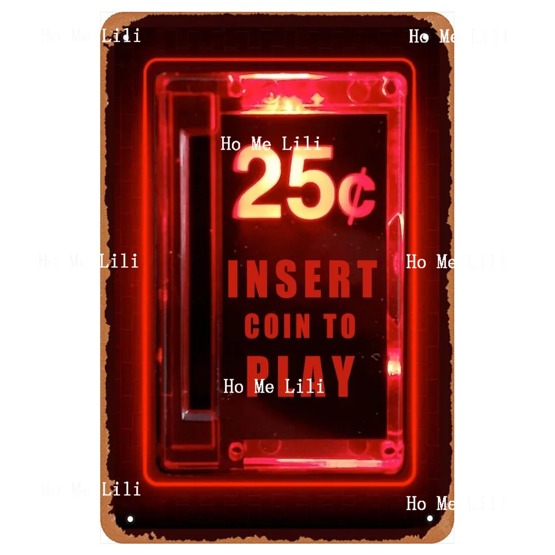 Inserire Moneta Retro Arcade Poster Vintage Look Metal Sign Bar Man Cave Garage Office Bar Cafe Art Decoration