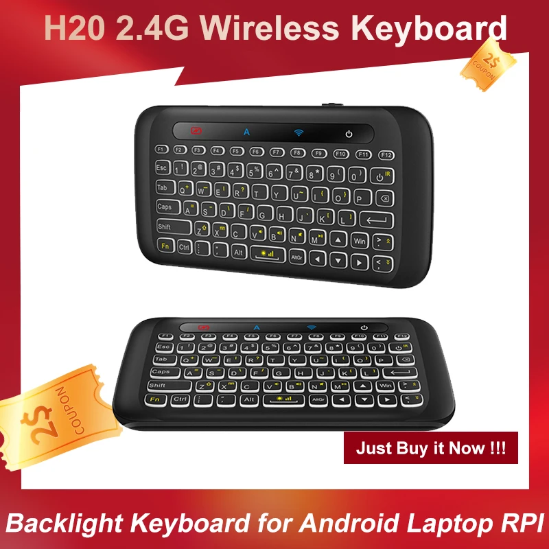 H20 2.4G Tastiera Wireless Mini Touchpad Telecomando Tastiera Retroilluminata Per Android Tv Box Pc Laptop Smart Tv Raspberry Pi