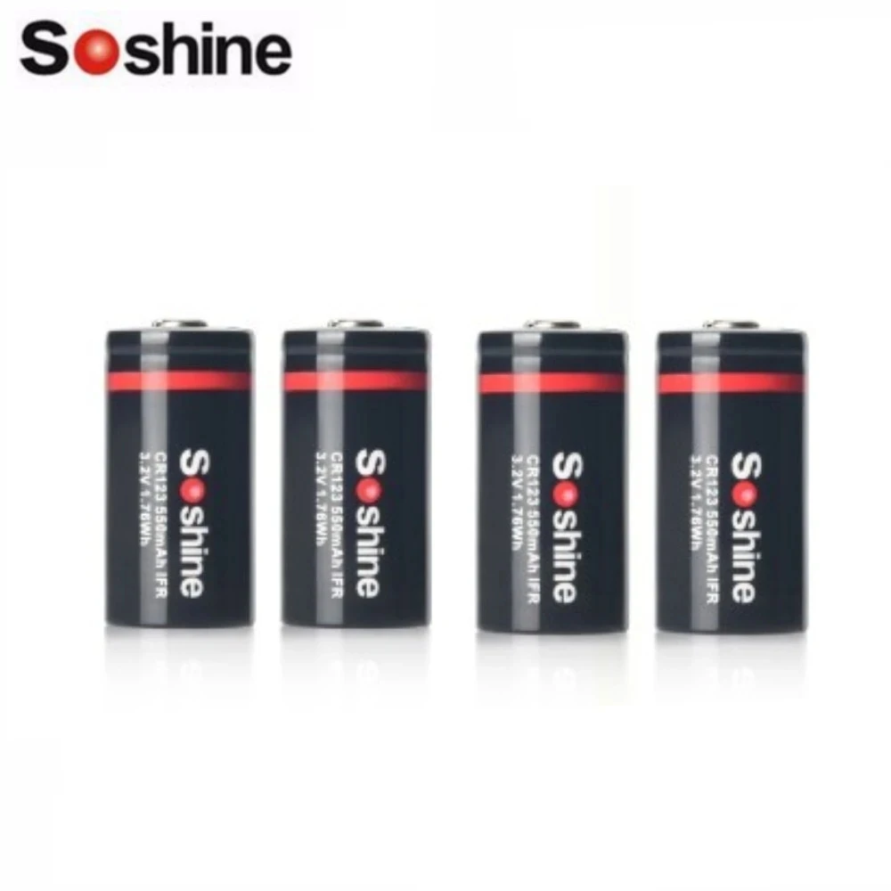 Soshine 4Pcs Ifr Cr123 3.2V 550Mah Lifepo4 Batteria Ricaricabile + Scatola Batteria Per Torcia Elettrica/Faro/Fotocamera