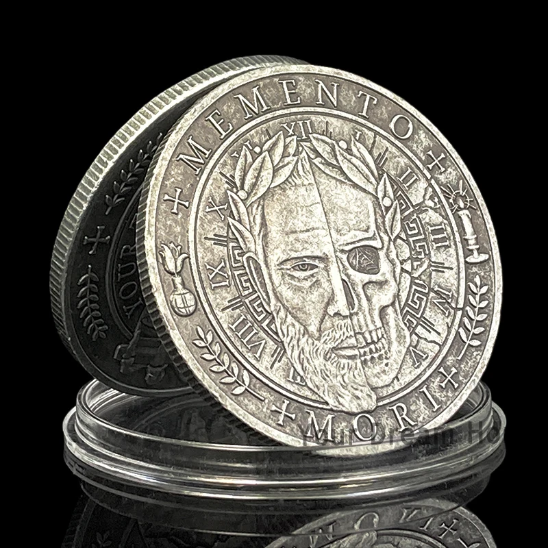 Il Tuo Tempo È Limitato Skull Face Moneta Commemorativa Antica Memento Mori Hour Glass Sovenior Coin Art Crafts Regali Da Collezione