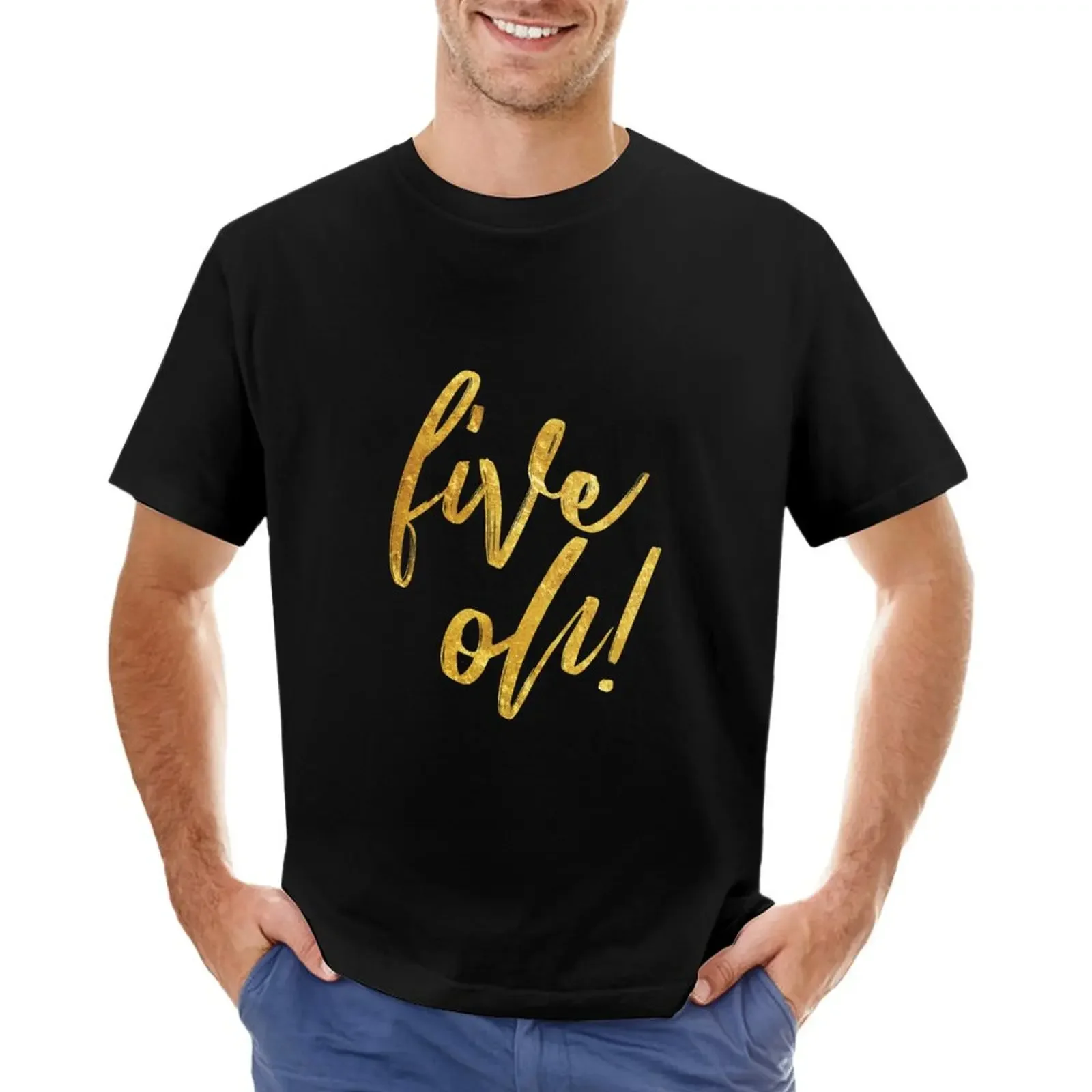 50Th Birthday Shirt Gold Big Five Oh Fifty 50 T-Shirt Plus Size Top Customs Magliette Da Uomo Casual Elegante