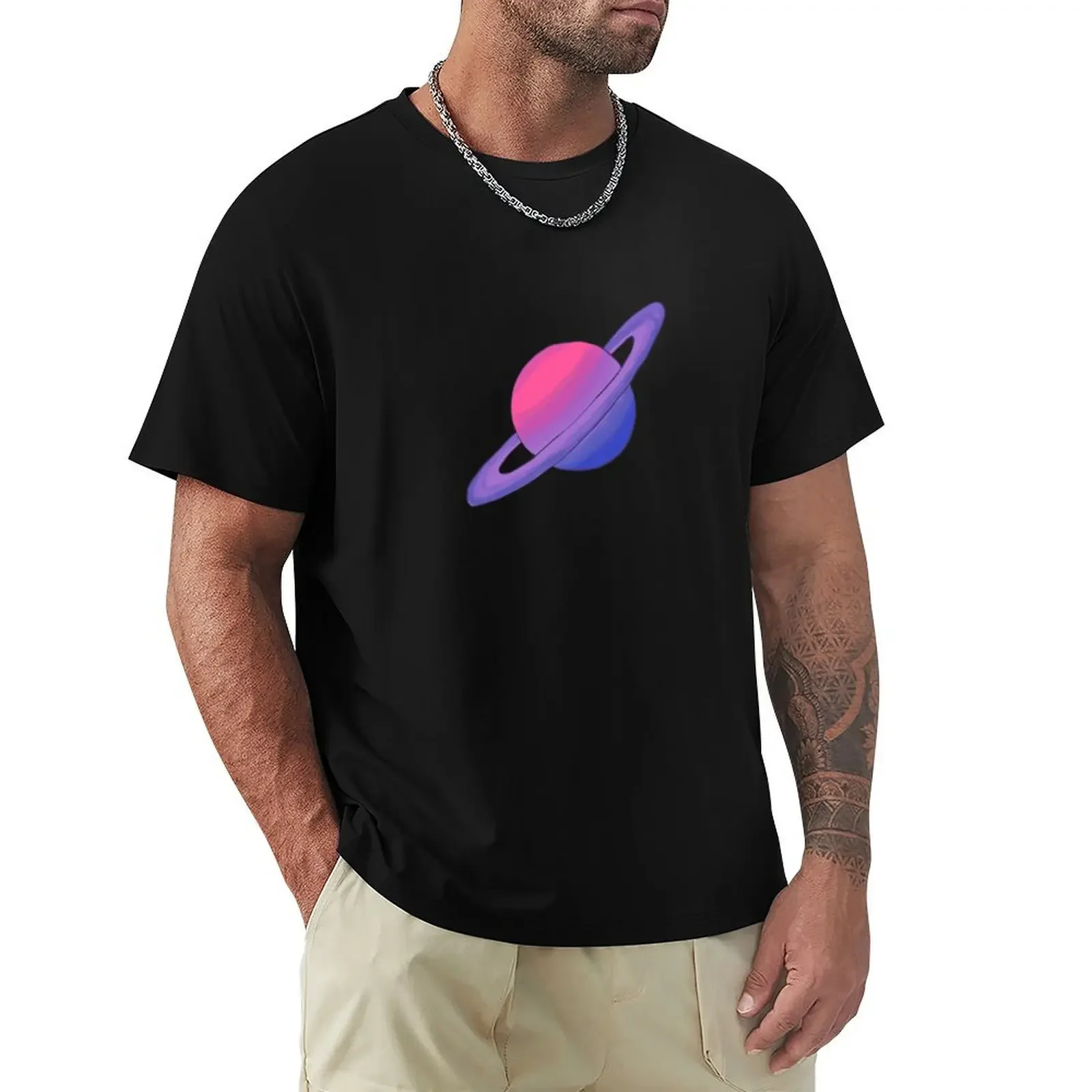 Lgbt Pride Planet: T-Shirt Bi Flag Plain Plus Size Magliette Pesanti Per Uomo