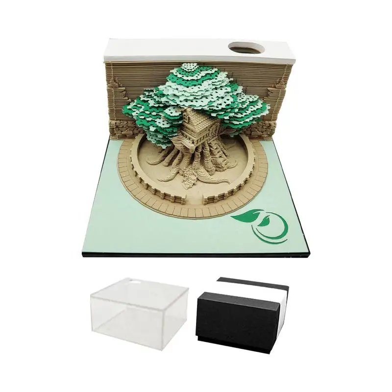 3D Paper Art Notepad Tear Away Tree Sculpture Artropad Memoscape Pad Paper Carving Art Inaugurazione Della Casa Decorazione Del Desktop