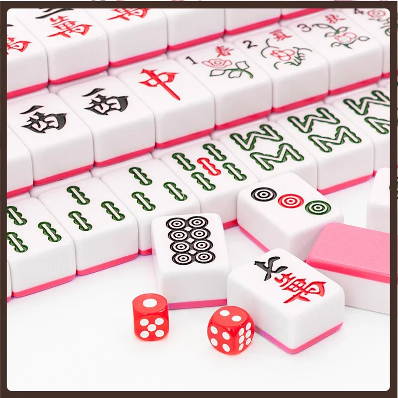 Pink Family Games Mahjong Set Full Size Tournament Table Professional 40Mm Travel Mahjong Cinese Giochi Da Tavolo Party Game