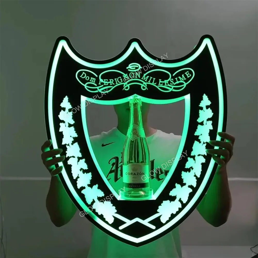 Led Ricaricabile Dom Perignon Bottle Presenter Champagne Green Light Glorifier Whisky Vodka Tequila Sign Display Per Discoteca