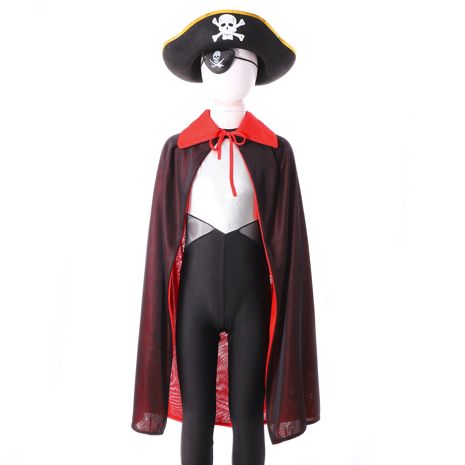 4P Halloween Pirate Costume Accessori Set Per Kid Adult Reaper Vampire Cloak Pirate Hat Eye Patch Pirate Hook Masquerade Party