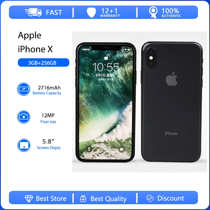 Apple Iphone X 4G Face Id Cellulare Originale Usato Sbloccato 5.8 "64/256Gb Rom Hexa-Core Ios 12Mp Smartphone Con Fotocamera