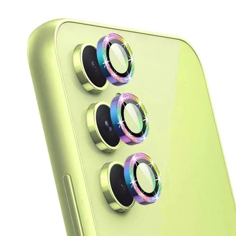 Bling Camshield Glitter Metal Glass Camera Rings Film Per Samsung Galaxy A55 A35 Lega Frame Back Lens Protezione Protettiva Cap