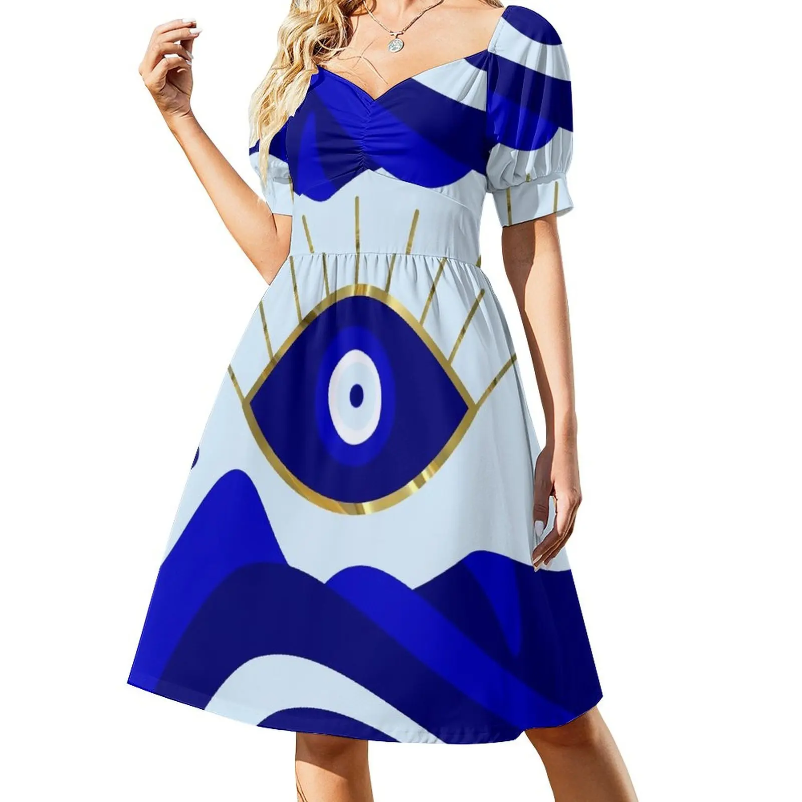 Lava All See Blue Evil Eye Dress Luxury Women'S Party Dress Evening Prom Abiti Da Donna Di Lusso