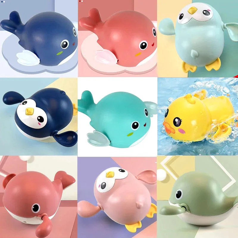 Nuovi Giocattoli Da Bagno Per Bambini Piscina Anatre Da Bagno Cartoon Animal Whale Crab Chain Clockwork Water Toys For Infant 12 24 Mesi