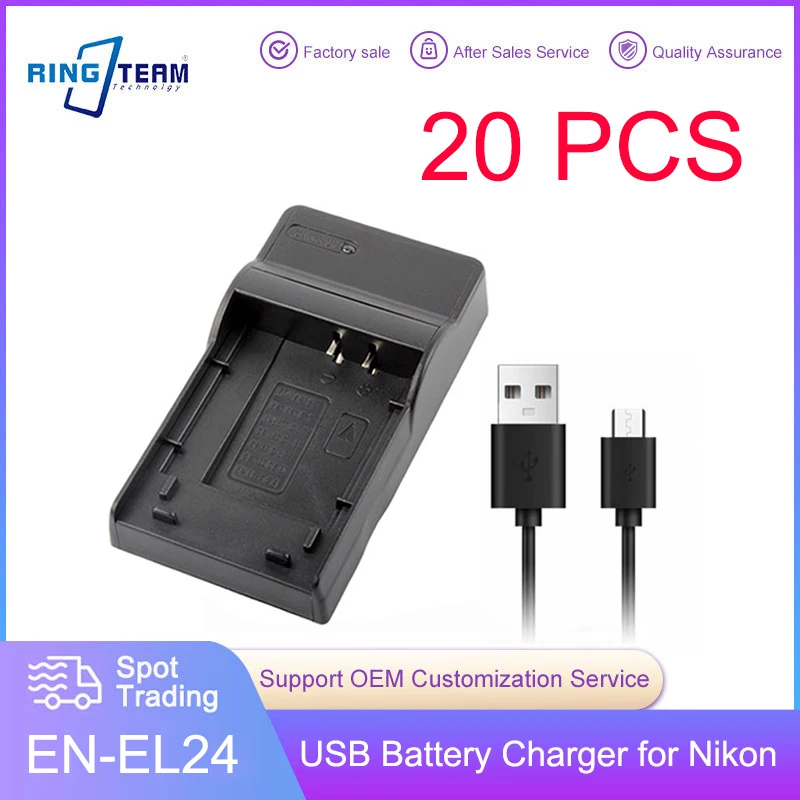 Caricabatteria Usb All'Ingrosso/20Pcs En-El24 Con Micro Cavo Per Fotocamera Nikon 1 J5 1 J5 Enel24 En El24