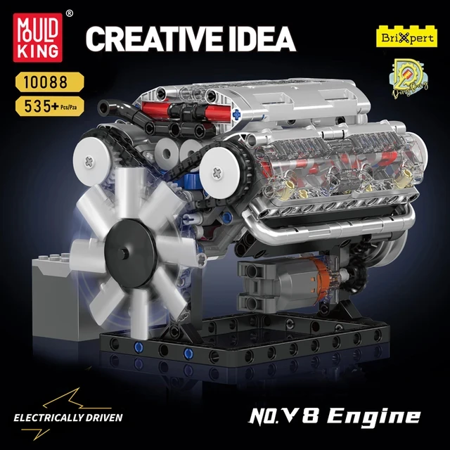 Mold King 10088 Technik Electric Driven No.V8 Engine Model Building Blocks Set Giocattolo Educativo Creativo
