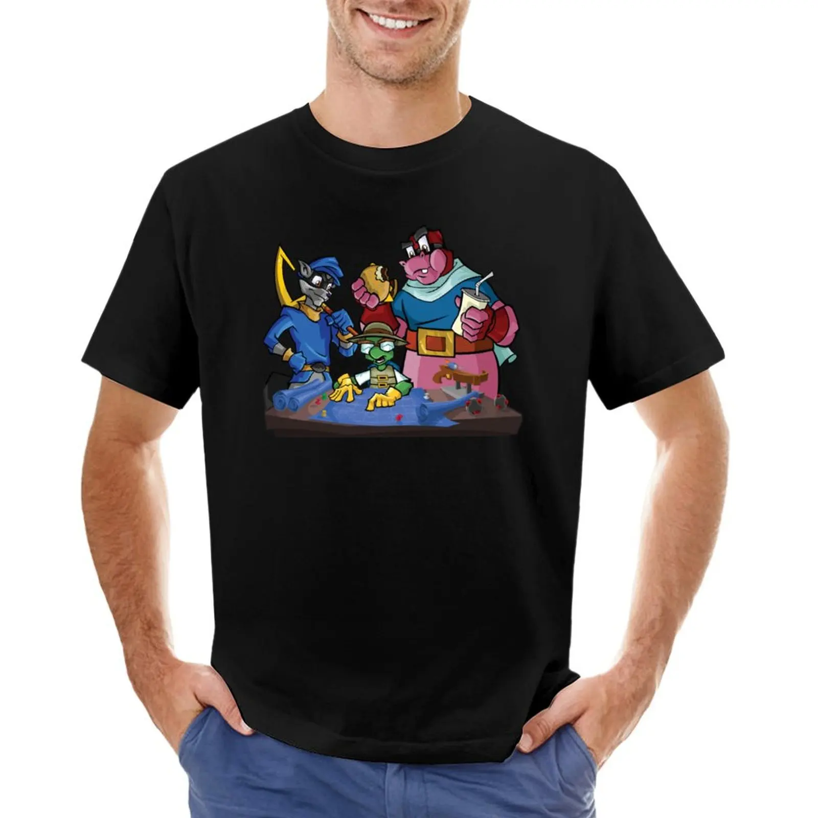 Sly Cooper And The Gang T-Shirt New Edition Ragazzi Bianchi Magliette Per Uomo