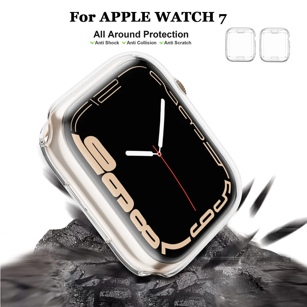 Custodia Protettiva Per Apple Watch 7 45Mm 41Mm Schermo Morbido In Silicone Per Iwatch 7 41Mm 45Mm Accessori Per Coperture All-Inclusive