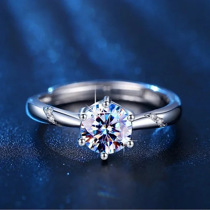2024 Classic Popular Couple Moissan Stone Wedding Ring Temperamento Fashion Crystal Da Swarovskis 1 Carat Ring Vendita Calda