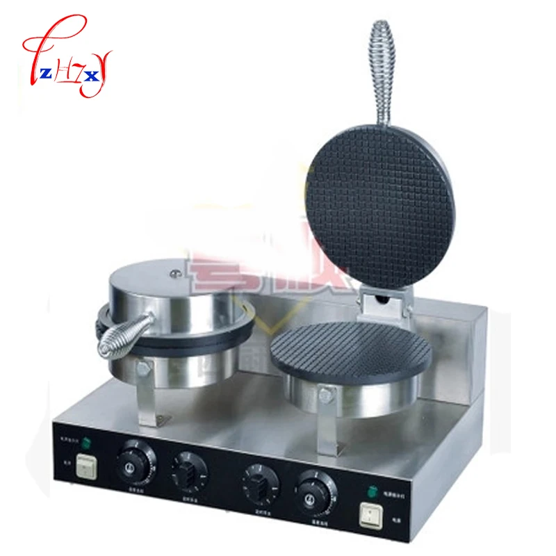 Commerciale Doppia Testa In Acciaio Inox Ice Cream Cone Baker Macchina Cono Di Cialda Rotolo Di Uovo Che Fa La Macchina Yu-2