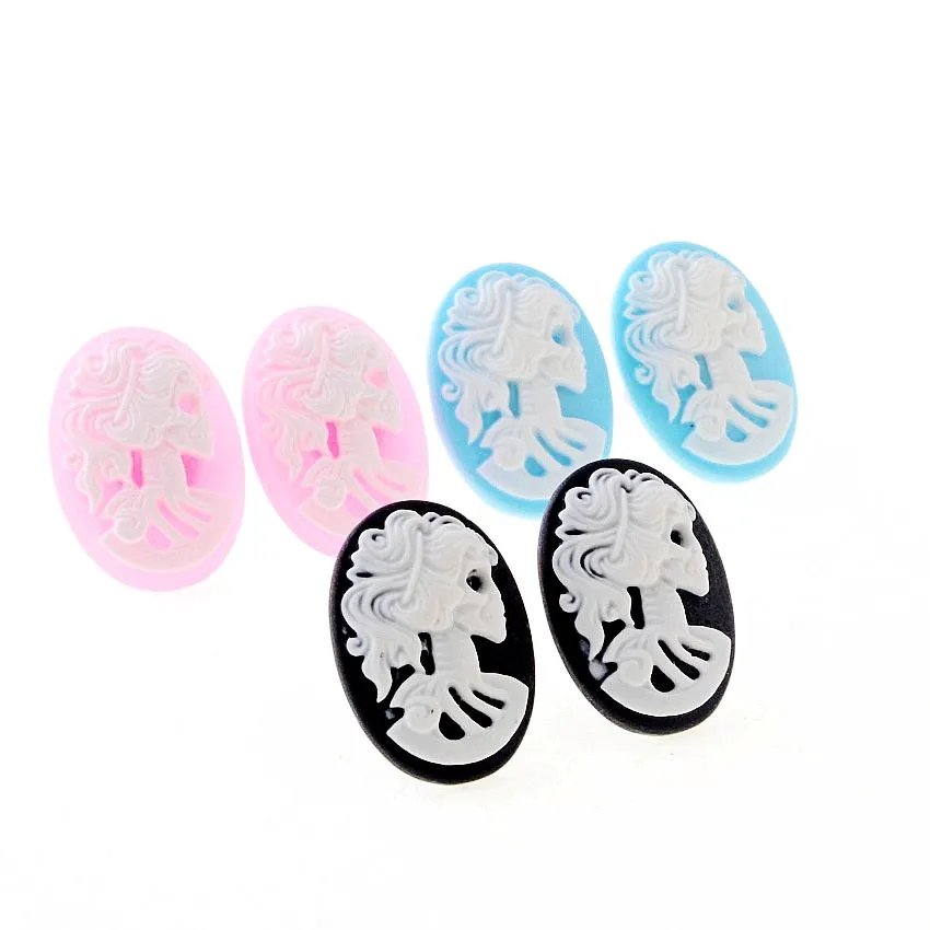 Il Trasporto Libero 2 Pz (1 Pairs) Funky Grande Scheletro Cameo Orecchini Gothic Emo Punk Skull Dark Vintage Steampunk