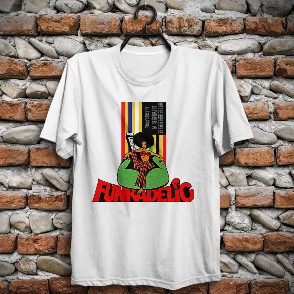 T-Shirt Afro Girl Da Uomo Funkadelic George Martin & Legacy Vintage Black Tee