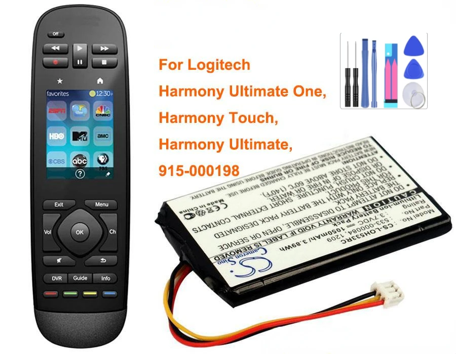 Batteria 1050Mah 533-000083, 533-000084 Per Logitech 915-000198,Harmony Touch,Harmony Ultimate, Harmony Ultimate One