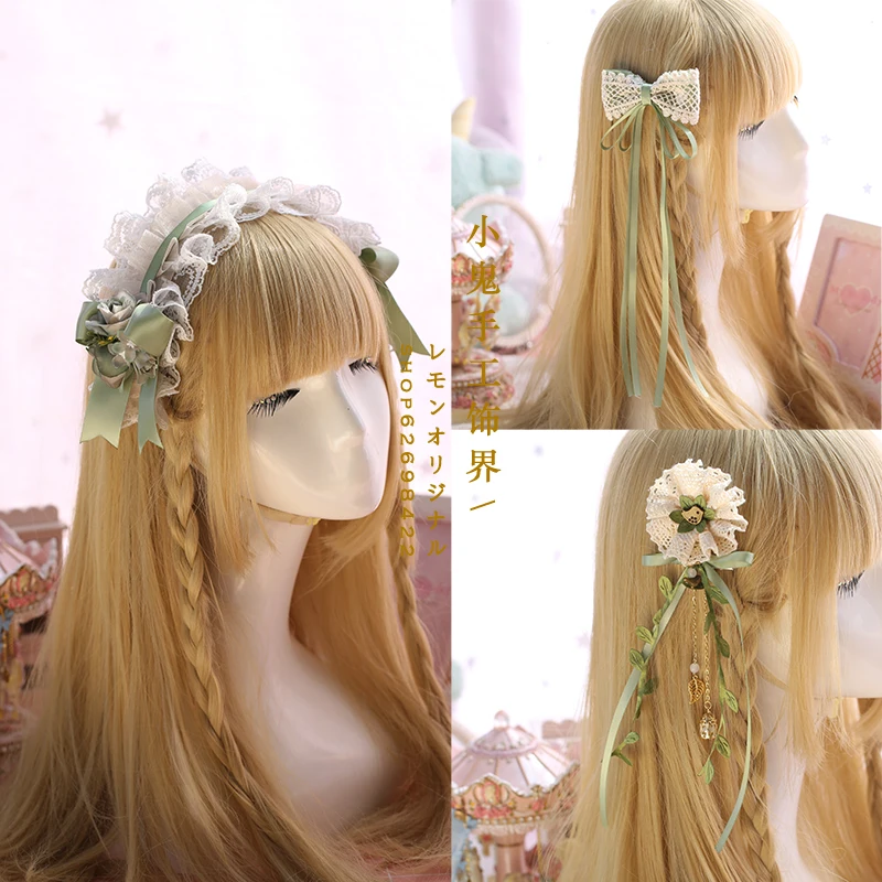 Lace Matcha Is A Leaf Clip Accessori Per Capelli Donna Hairband Bow Tiara Hairpin Fasce Lolita Kc Fascia