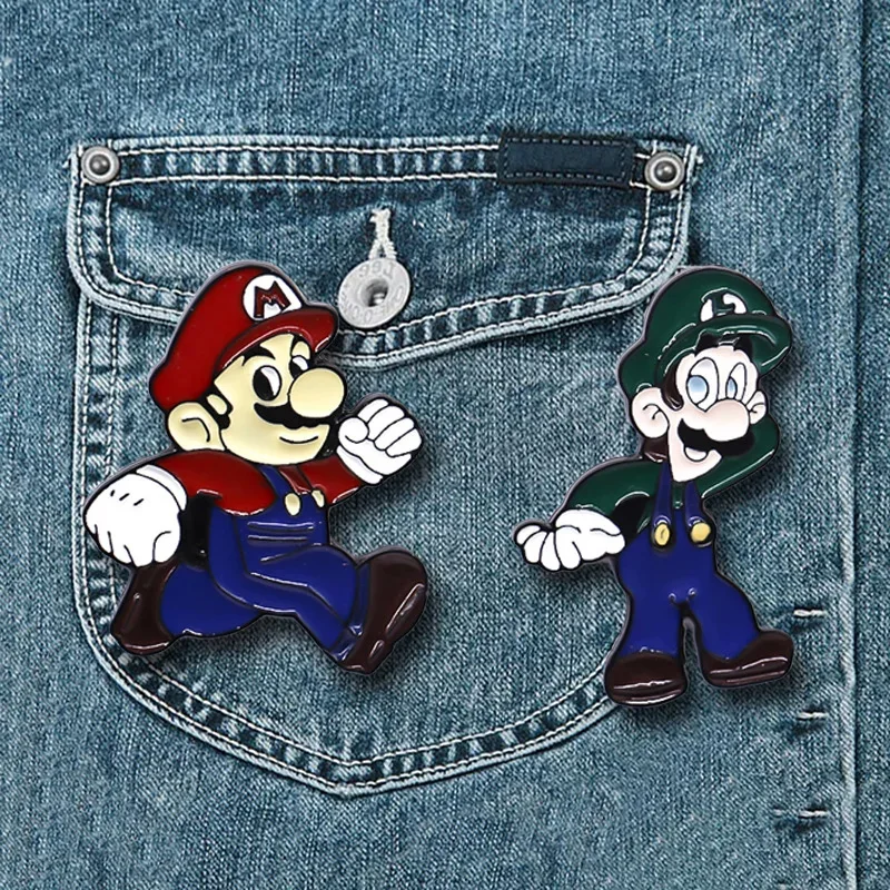 Super Mario Bros Classic Game Distintivo Commemorativo Mario Luigi Lega Smalto Pin Set Studente Sciarpa Pin Giacca Di Jeans Spilla Regalo