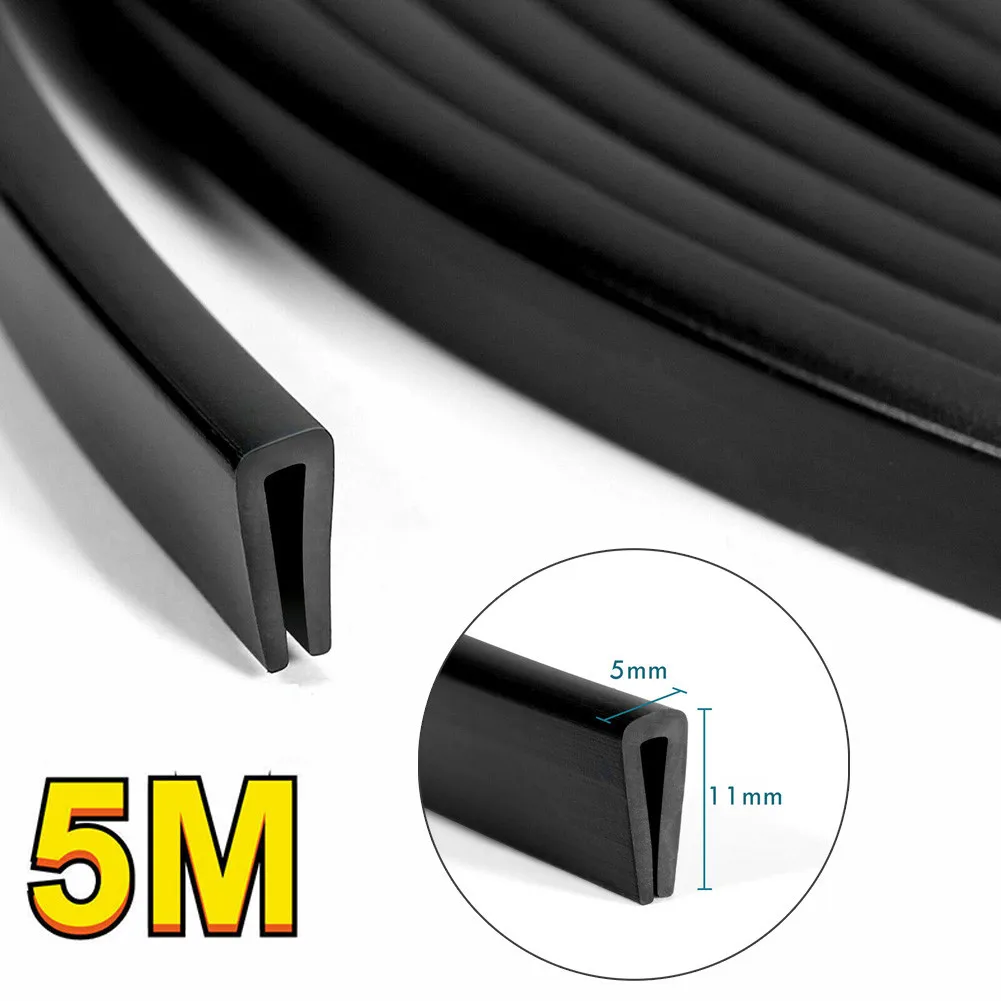 5M Car Door Edge Protector Strip Trim U-Shape Rubber Guard Seal Anti Oil Seal Edge Shield Encloser Car-Styling 11Mm X 5Mm