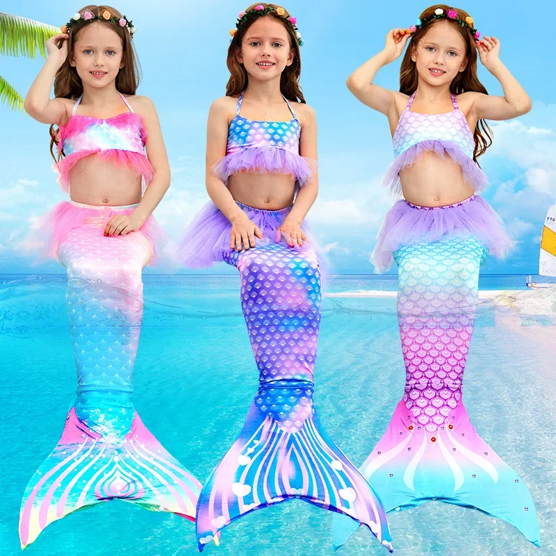 The Little Mermaid Tails For Swimming Kids Girls Fantasy Bikini Beach Clothes Costumi Da Bagno