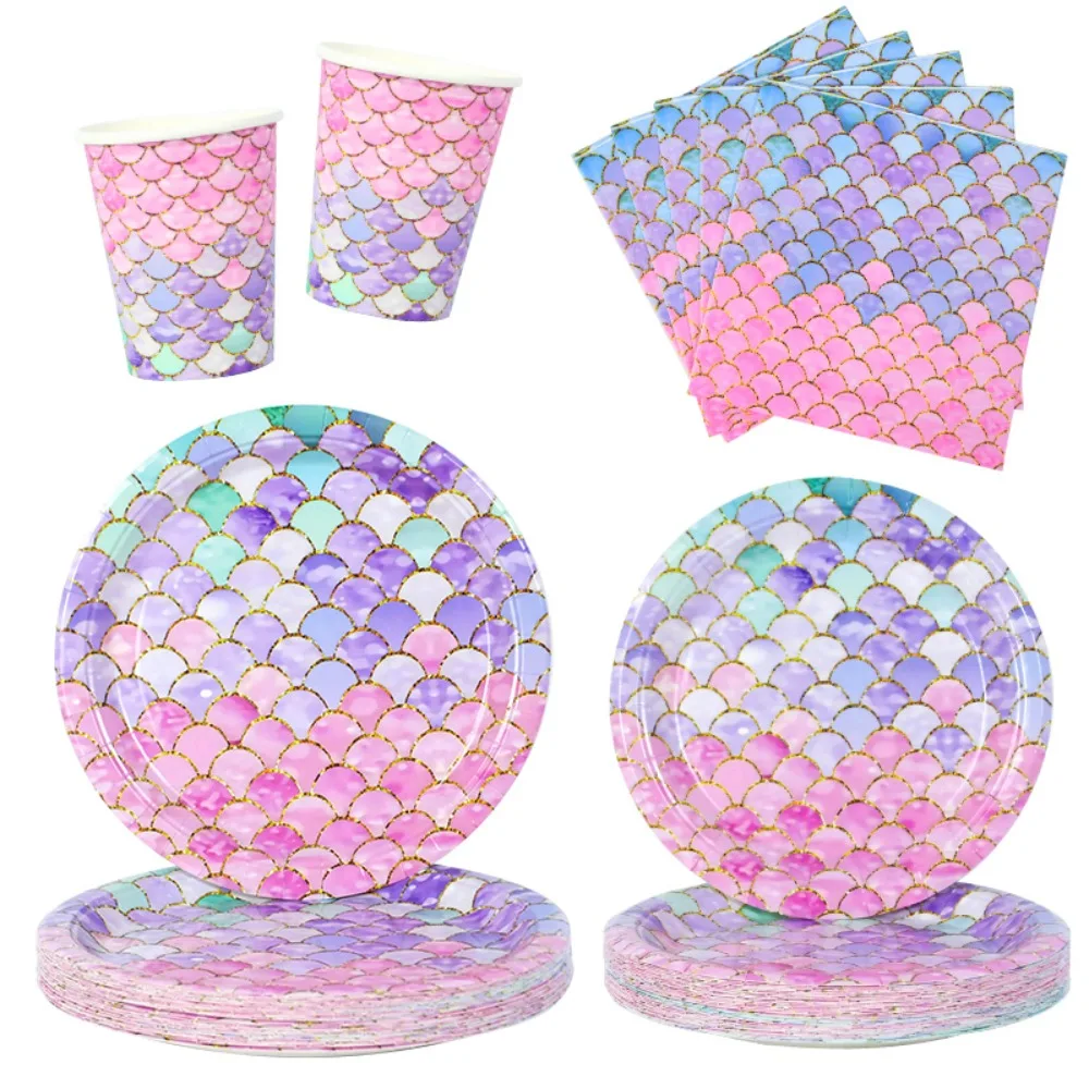 Set Di Stoviglie Usa E Getta Per Feste A Sirena Sotto Il Mare Compleanno Matrimonio Tazza Di Carta Forniture Per Decorazioni A Tema Sirena
