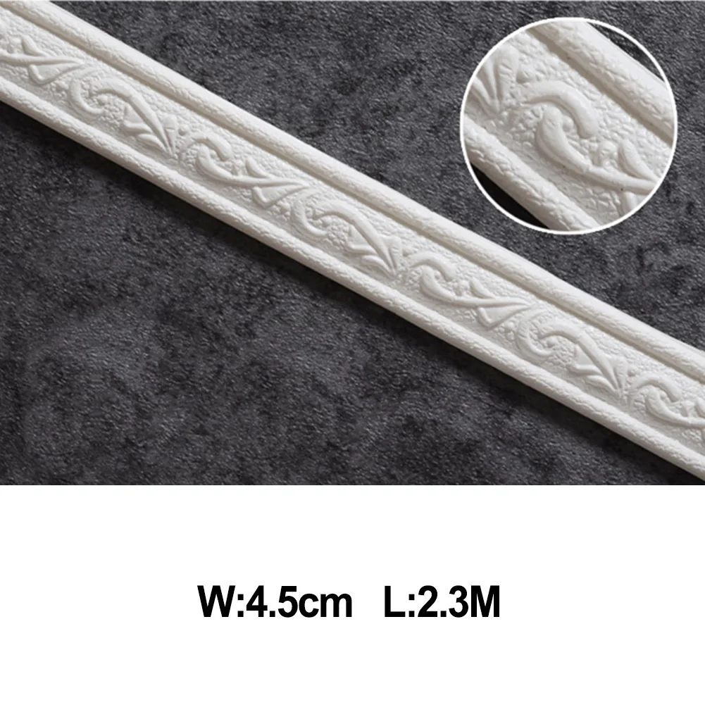 3D Wall Trim Line Carta Da Parati Battiscopa Linea Di Vita Linea Di Battiscopa Autoadesiva 2.3M Striscia Di Bordo In Schiuma Impermeabile Soggiorno Ca