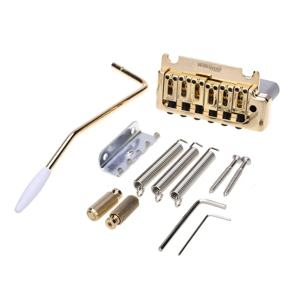 Wile1 52.5Mm Full Block St Guitar Tremolo Bridge Pop-In Arm 2 Punti Per American Standard/Professional Fender Strat, Oro