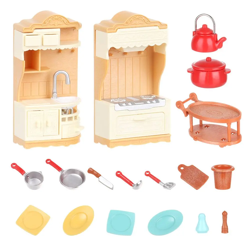 Nice Toys Doll Forest Family Kitchen Miniature Doll House 1/12 Toy Kitchen Accessories Dollhouse Furniture Toys For Girls