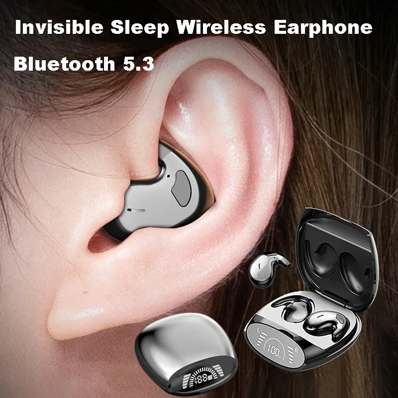 Sleep Invisible Earbuds Tiny Mini Headphones Hidden Stereo Bluetooth 5.3 Auricolare Noise Cancelling Tws Cuffie Wireless Sport