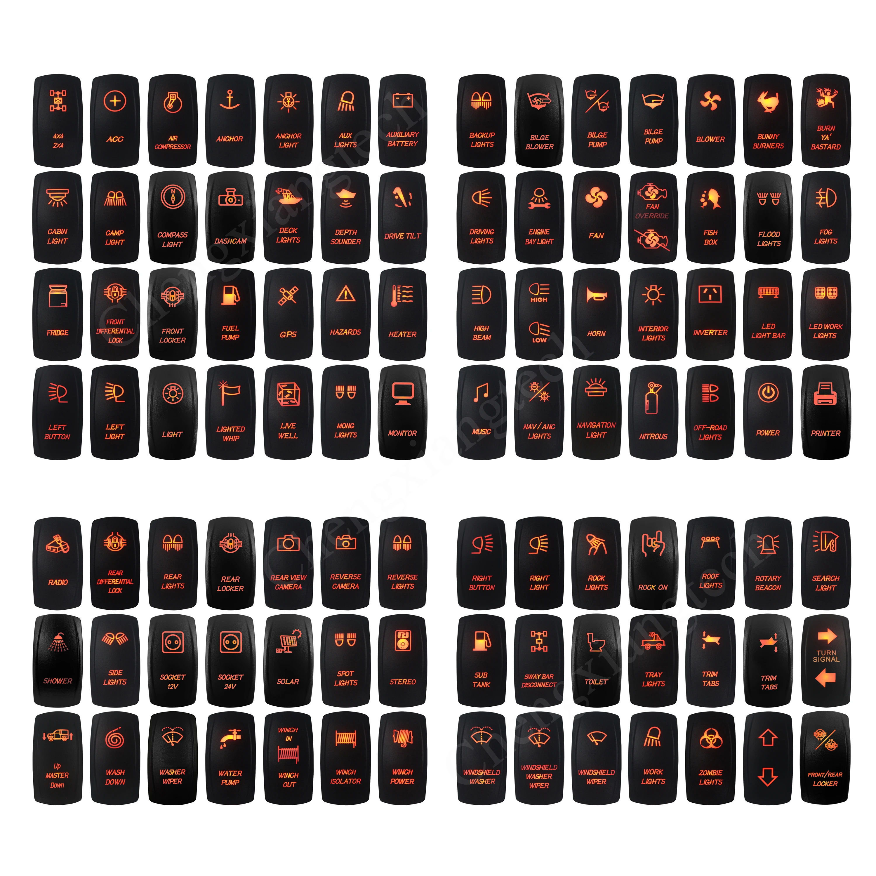 Interruttore A Bilanciere Per Auto Con Barra Luminosa A Led 12V 20A Interruttore Impermeabile Per Aria Condizionata Arancione Per Camper Atv Boat
