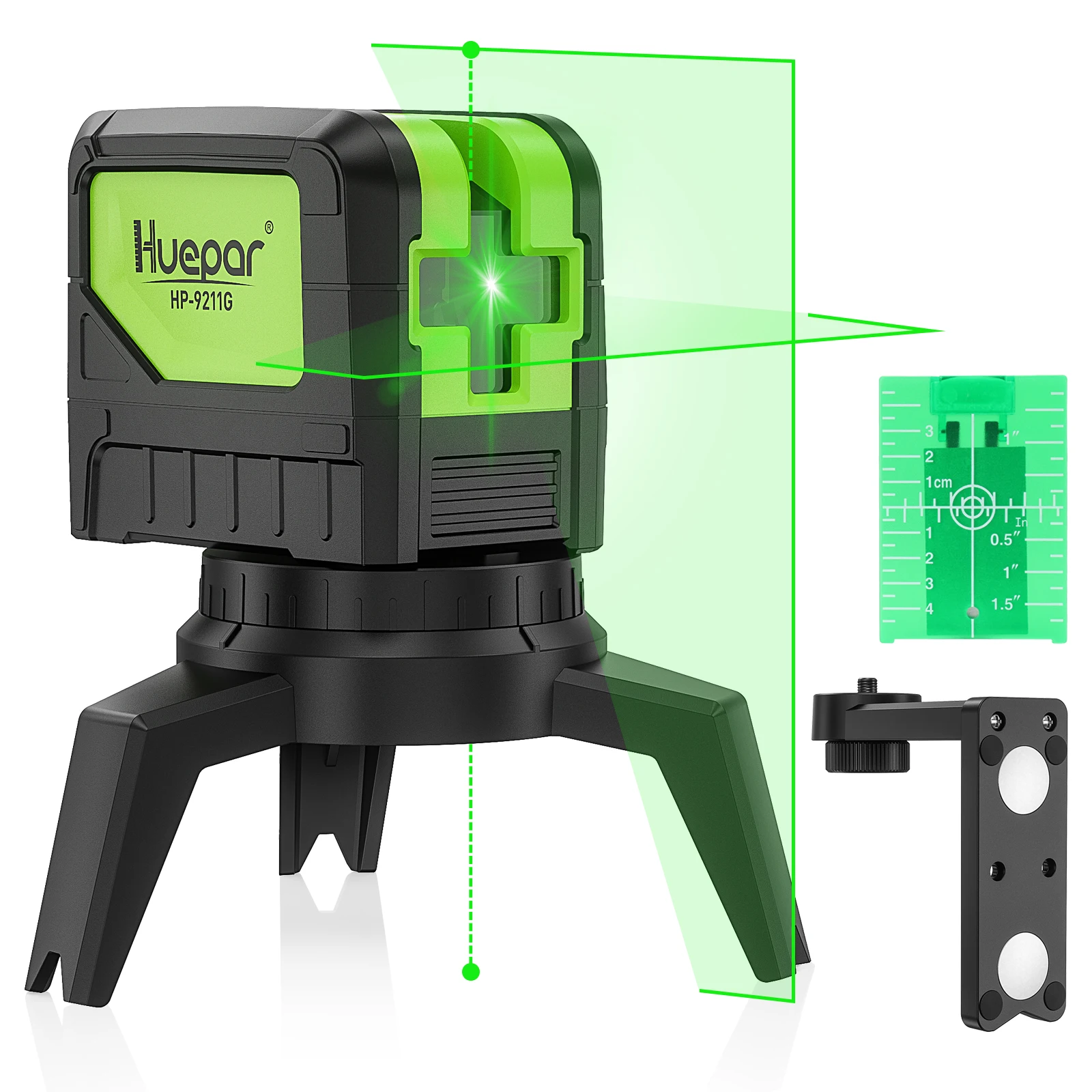 Huepar 9211G Livello Laser Raggio Verde Autolivellante Strumenti Laser Di Allineamento Autolivellante A 180 Gradi Con 2 Punti A Piombo