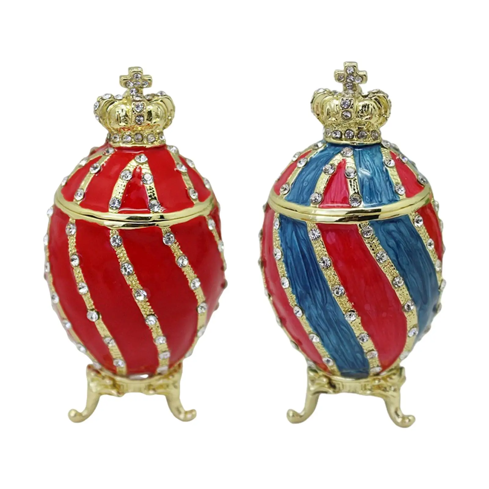 Portagioie Incernierato Smaltato Home Decor Keepsake Box Ring Holder Faberge Egg Gingillo Box Per Pendenti Orecchini Xmas Charms Compleanno