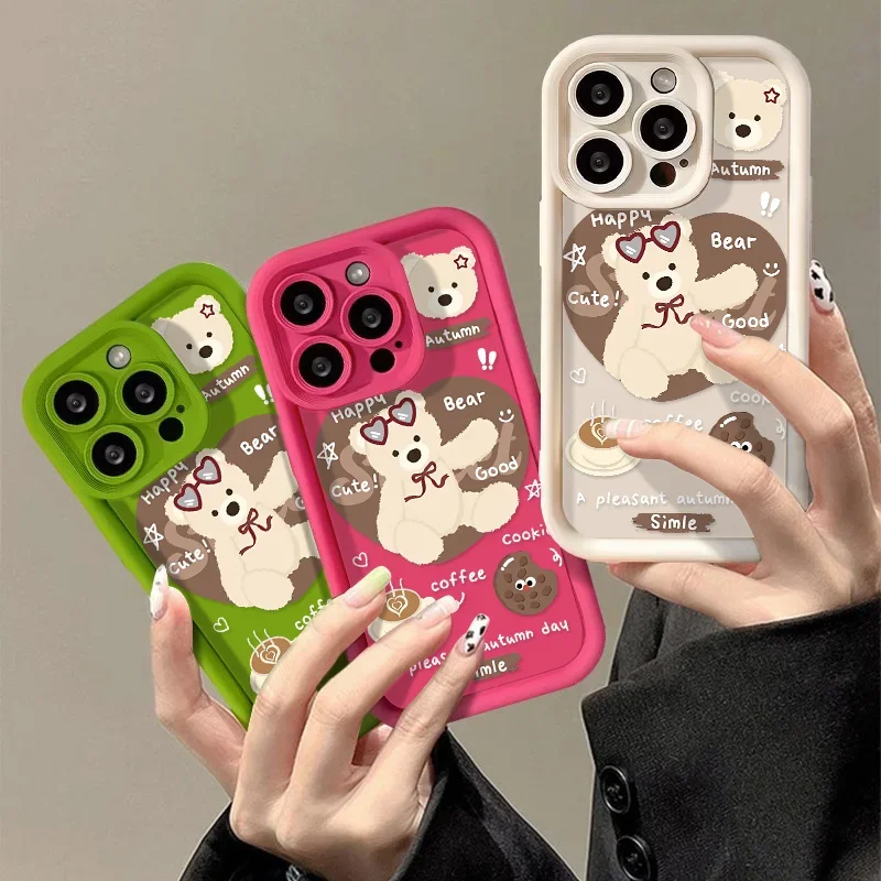 2024 Custodia Antiurto Per Iphone Simpatico Orso, Custodia Cartoon 256, Custodia Per Iphone 11 12 13 14 Pro Max 7 8 14 15 Plus Poly Xs X Se 2020