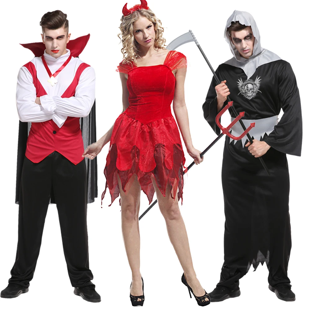 Ghost Cosplay Vampire Dress Men Halloween Cosplay Costumes For Women Party Adult Dress Up Gift Suit