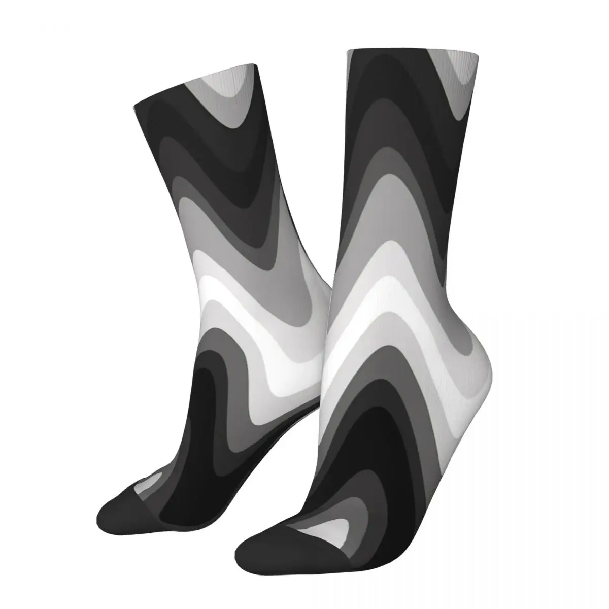 Men'S Socks Groovy Disco Waves 70S White And Black Vintage Harajuku Disco Party Hip Hop Casual Pattern Crew Crazy Sock