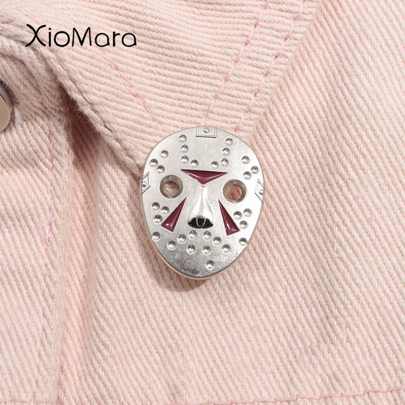 Halloween Horror Jason Mask Smalto Pin Classic Terror Movie Killer Spilla Risvolto Zaino Badge Accessori Per Gioielli