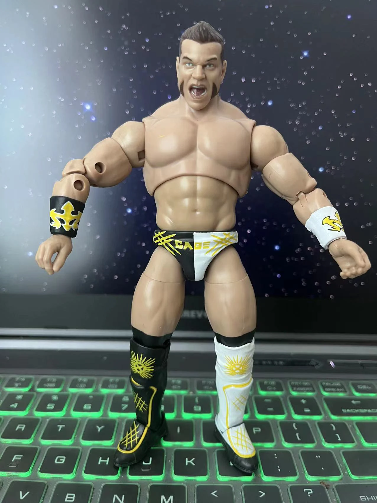 Wwe/Aew /Wwf/Wcw Rare Brian Cage Pvc All Elite Wrestling Collezione Senza Pari Serie 75 Action Figures 6.5'