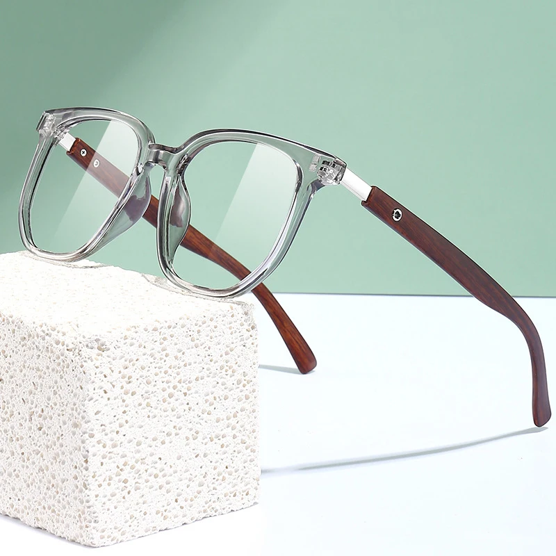 Corea Anti Blue Light Wood Grain Leg Tr90 Occhiali, Uomo Donna Big Square Blue Ray Blocking Per Computer Glass Frames F8979