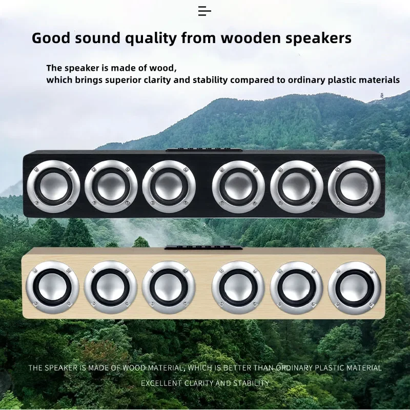 6 Altoparlanti Altoparlante Bluetooth In Legno Soundbar Tv Echo Wall Home Theater Sound System 3D Stereo Surround Sound Bar Per Pc/Tv